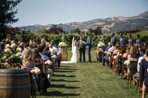 Ceremony at California wine country wedding at Trentadue Winery